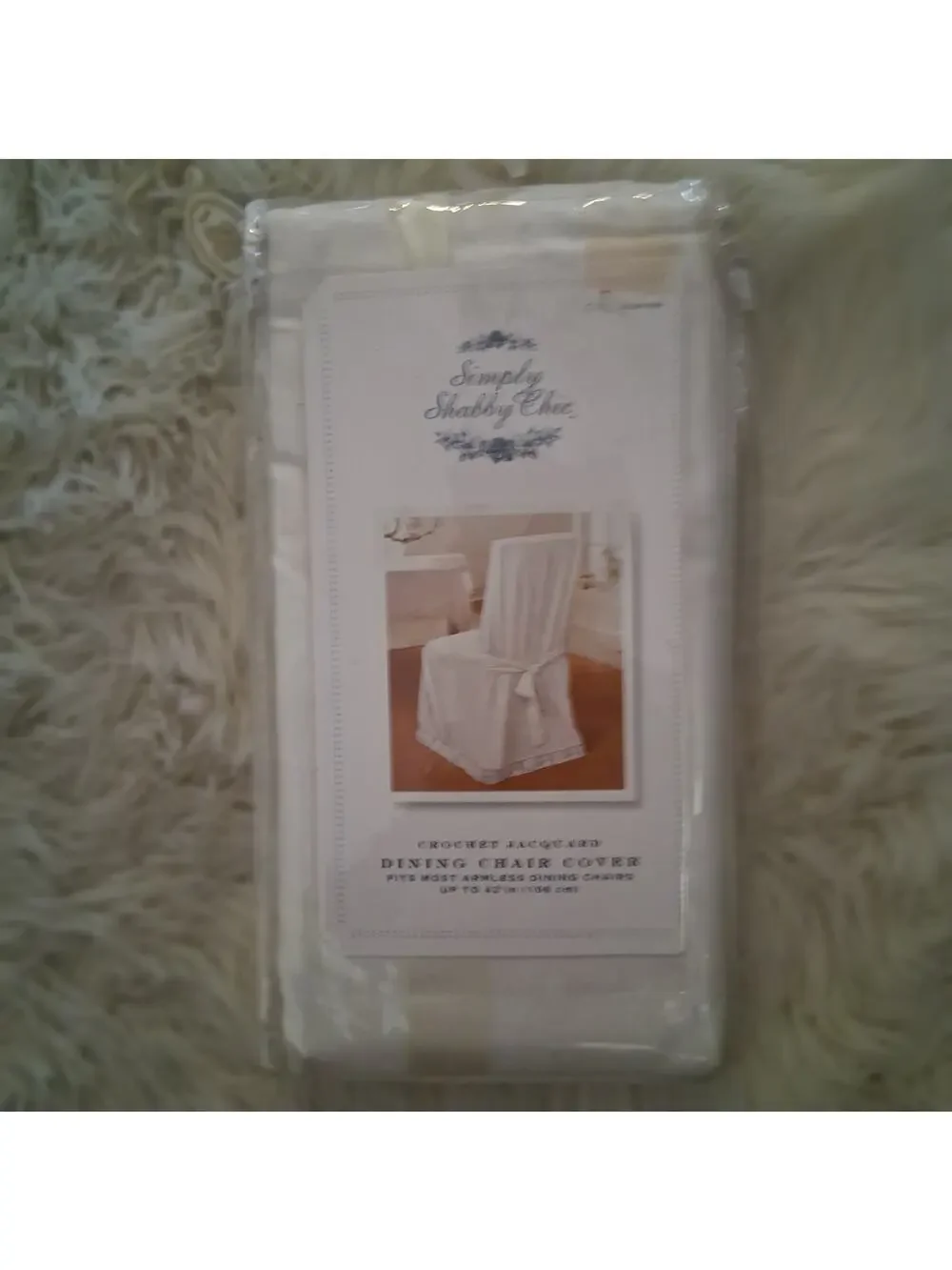 Simply Shabby Chic new dining chair cover cream fits most armless chairs to 42